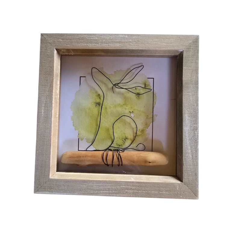 Handcrafted wire sitting hare art