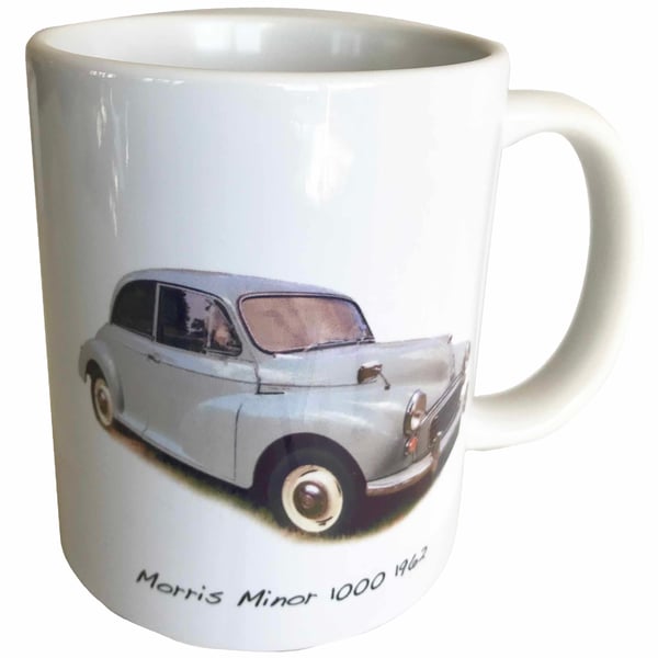 Morris Minor 1962 (Light Blue) - 11oz Ceramic Mug for Classic British Car fan