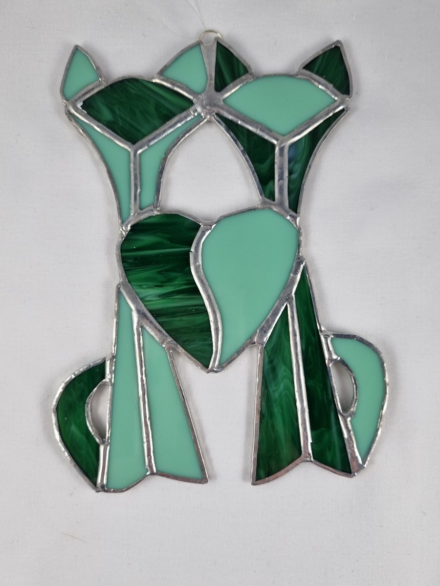549 Stained Glass Siamese cats - handmade hanging decoration.