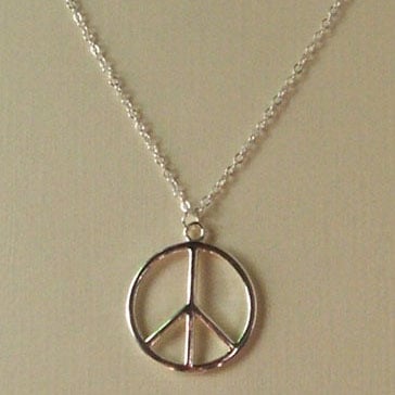 Silver Plate Large CND Peace Sign Retro Necklace