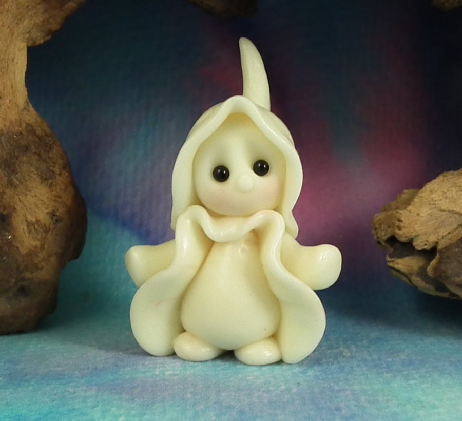 Tiny Ghost Gnome 'Farlo'  Glow-in-the-dark OOAK Sculpt by Ann Galvin