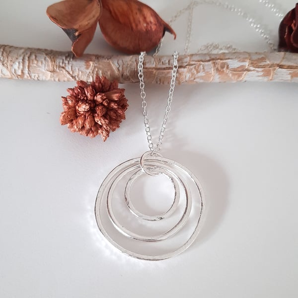 Fine Silver Three Circles Necklace