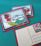Santa Holiday Textile Postcard Decoration - blank for your written message