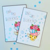  Handmade Greeting Cards - Set of 2 - blank, teacups, roses