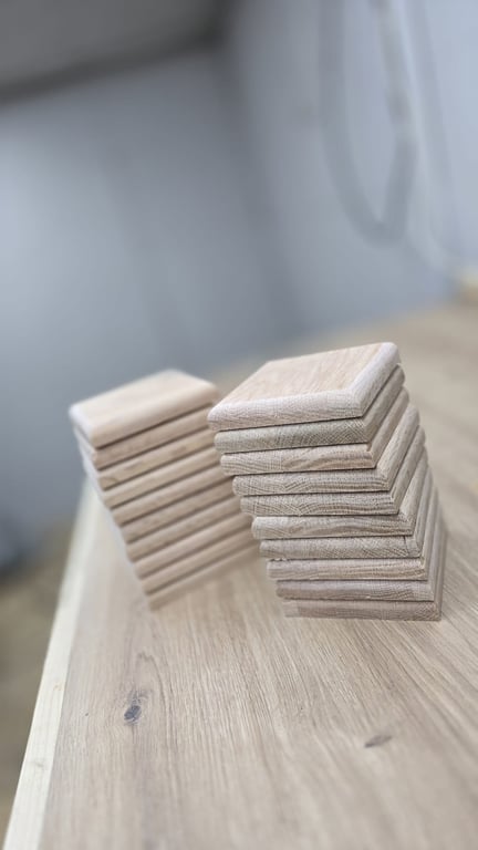 Solid Oak Coasters for Engraving – 10x10cm Thick Hardwood Blanks – 50 pcs