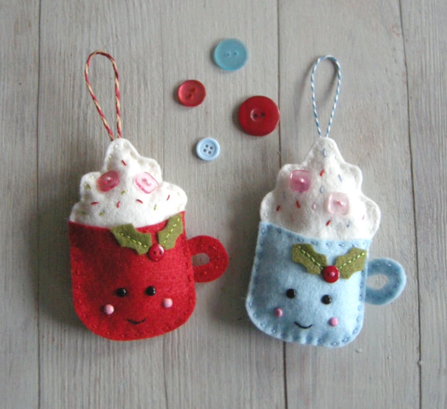 Sewing kit Craft kit Make Holly and Harry the hot chocolate decorations