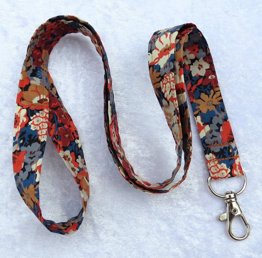 Liberty Lawn lanyard, with swivel lobster clip, 19.2 inches in length, floral