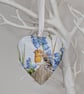 Robin and bluebells wooden heart hanging decoration, gift for a bird lover  - Image 2