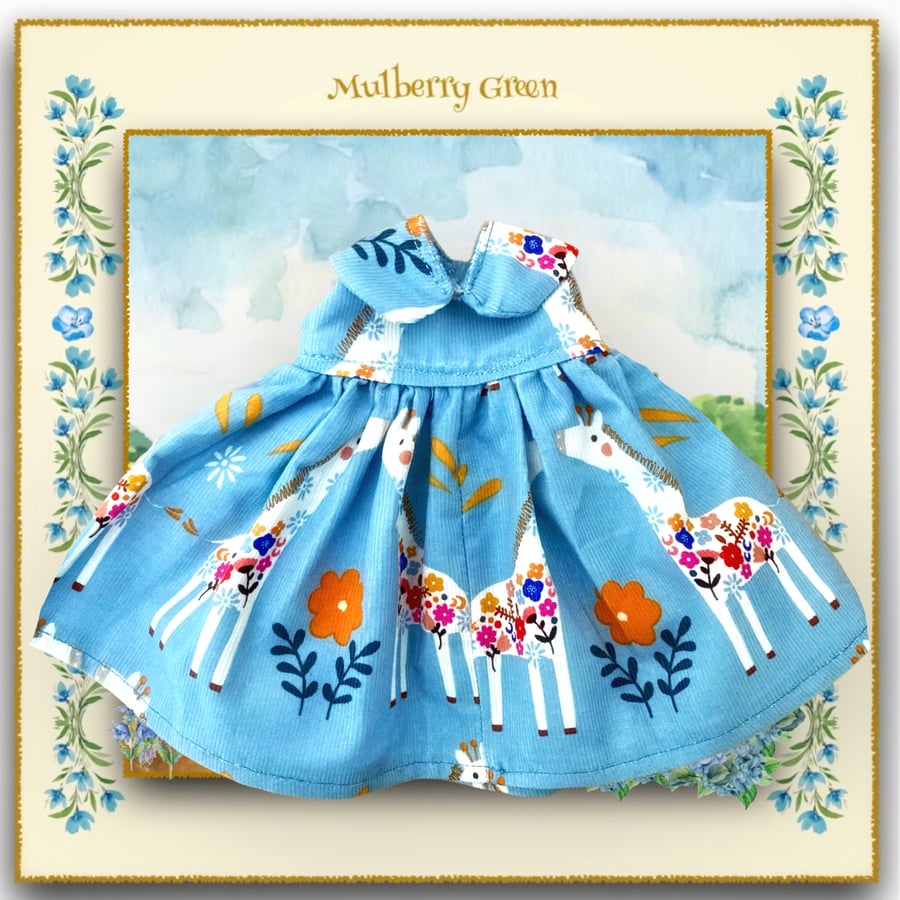 Reserved for Karen - Pale Blue Corduroy Giraffe Print Dress