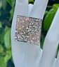 CHEQUERED CRYSTAL RING pink silver square adjustable fits all sizes  - Image 8