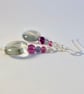 Gemstone Earrings, Green & Purple Fluorite, Sterling Silver - Handmade In Devon - Image 2