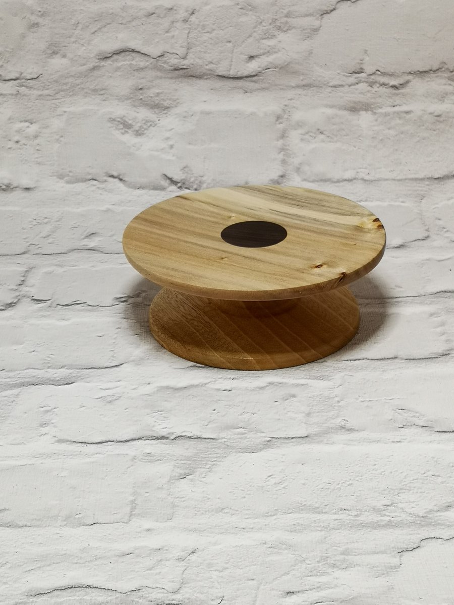 Small woodturned cake stand    FREE P & P 