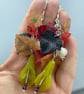 Autumnal Flower Earrings with Cultured Pearls, Serpentine, Green Quartz & Garnet - Image 7