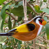 Fused Glass Birds, GOLDFINCH bird lover gift, British bird, hanging bird