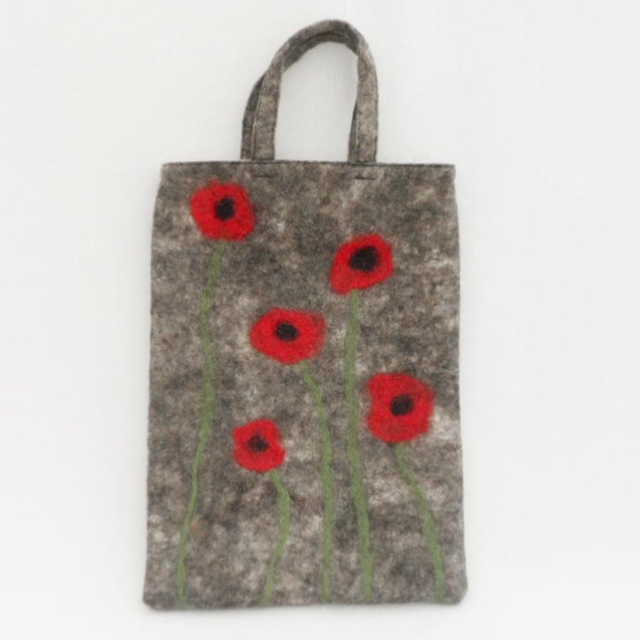Felted Tote Bag with poppy detail - SALE
