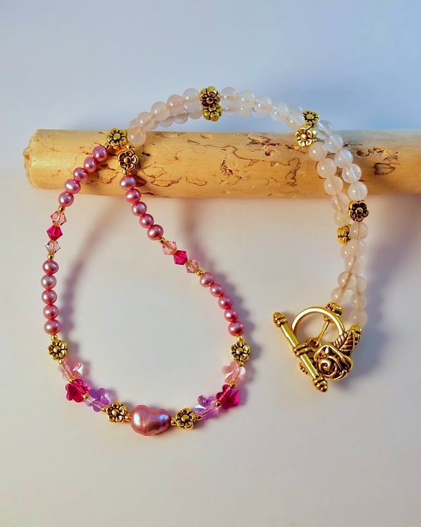 Pearl And Crystal Necklace, Birthday, Anniversary, Mother's Day, Gifts For Her