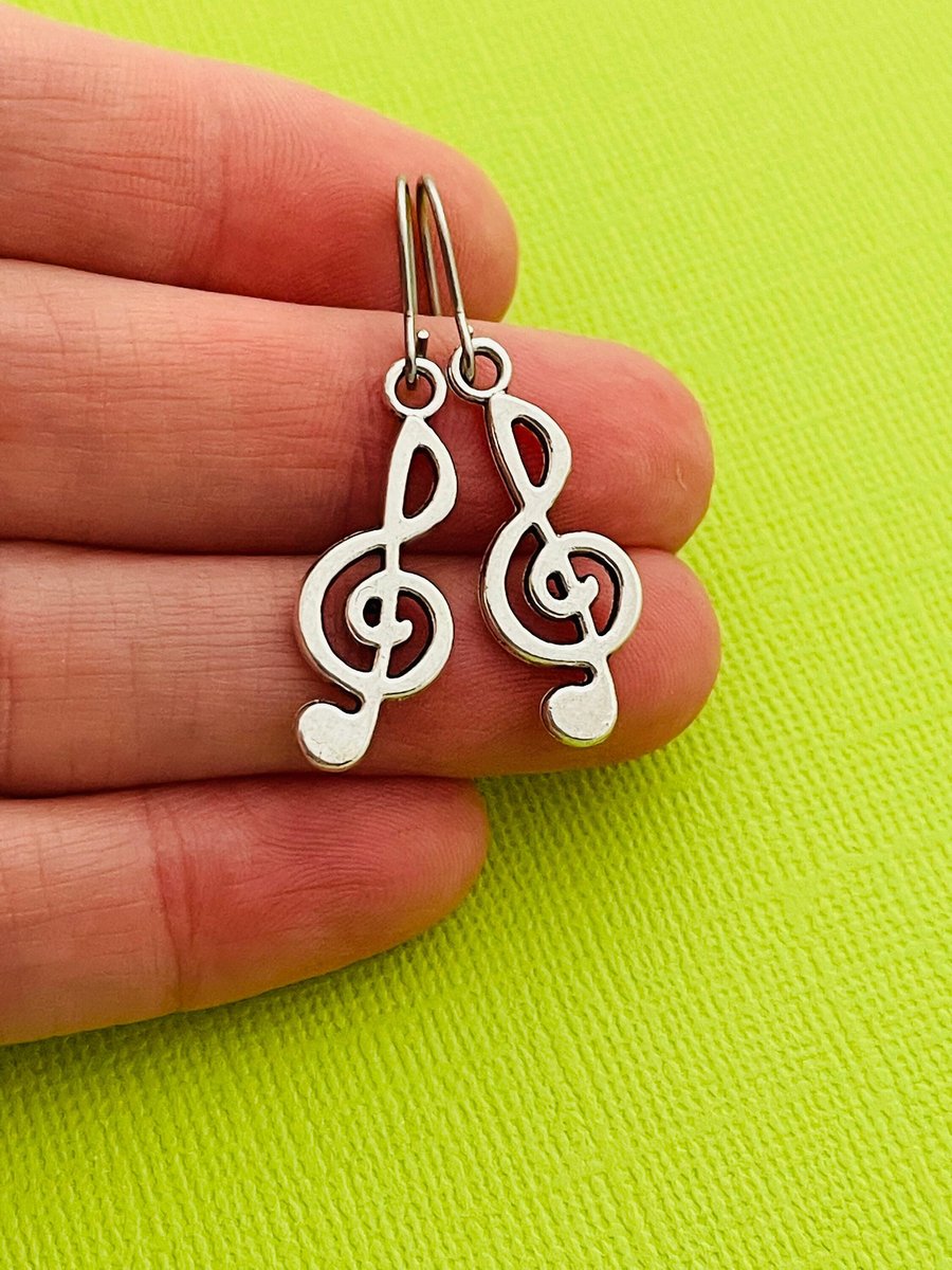 Treble Clef Music Charm Earrings