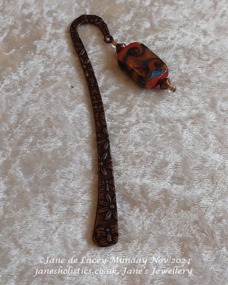 Copper Bookmark with Beaded adornment.