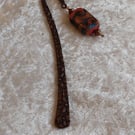 Copper Bookmark with Beaded adornment.