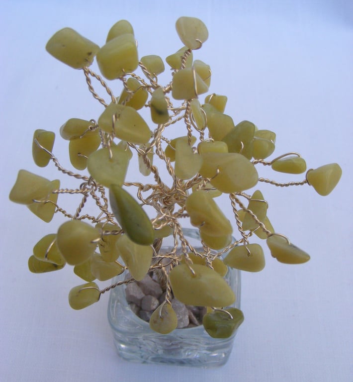 Olive Jade Gemstone tree of life ornament.