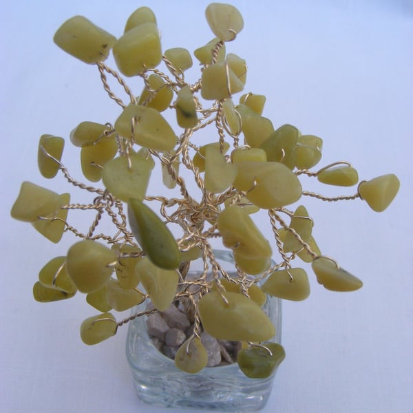 Olive Jade Gemstone tree of life ornament.