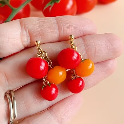 Tomato Dangle Earrings, Quirky Food Jewellery, Gardener Gift, Handmade UK