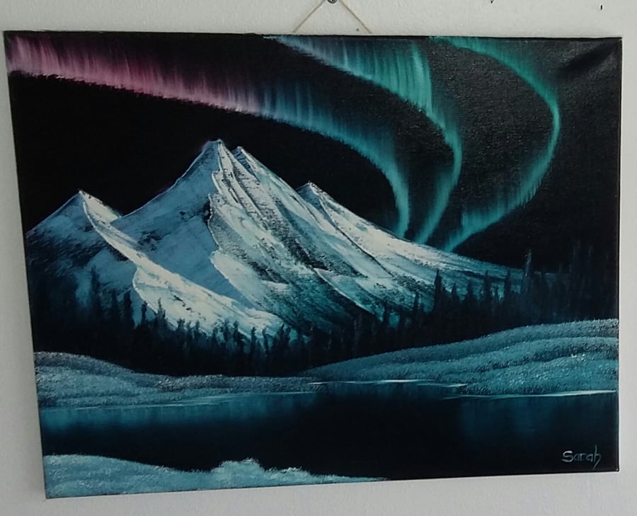 northern lights oil painting