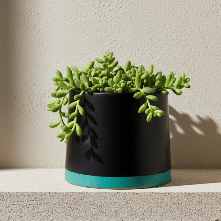 Small 7.5 cm Black and Persian Green Plant Pot Indoor Succulent Planter