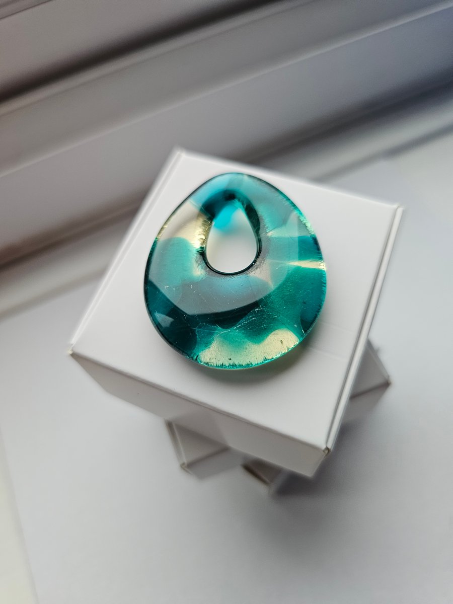 Fused Glass Teardrop Pendant - Large 