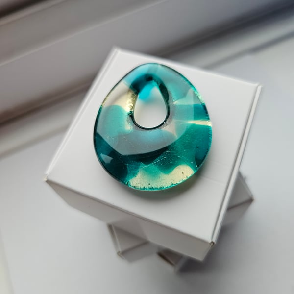 Fused Glass Teardrop Pendant - Large 
