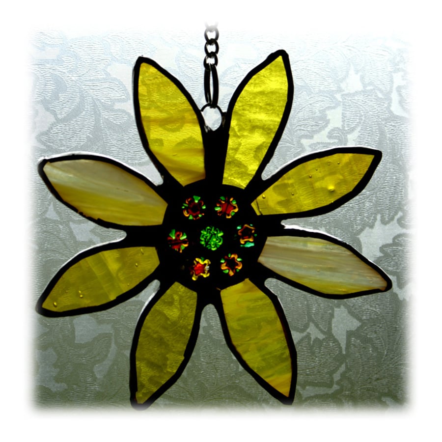 Sunflower Suncatcher Handmade Stained Glass Yellow