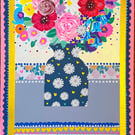 Daisy and Bluebell Flower Art