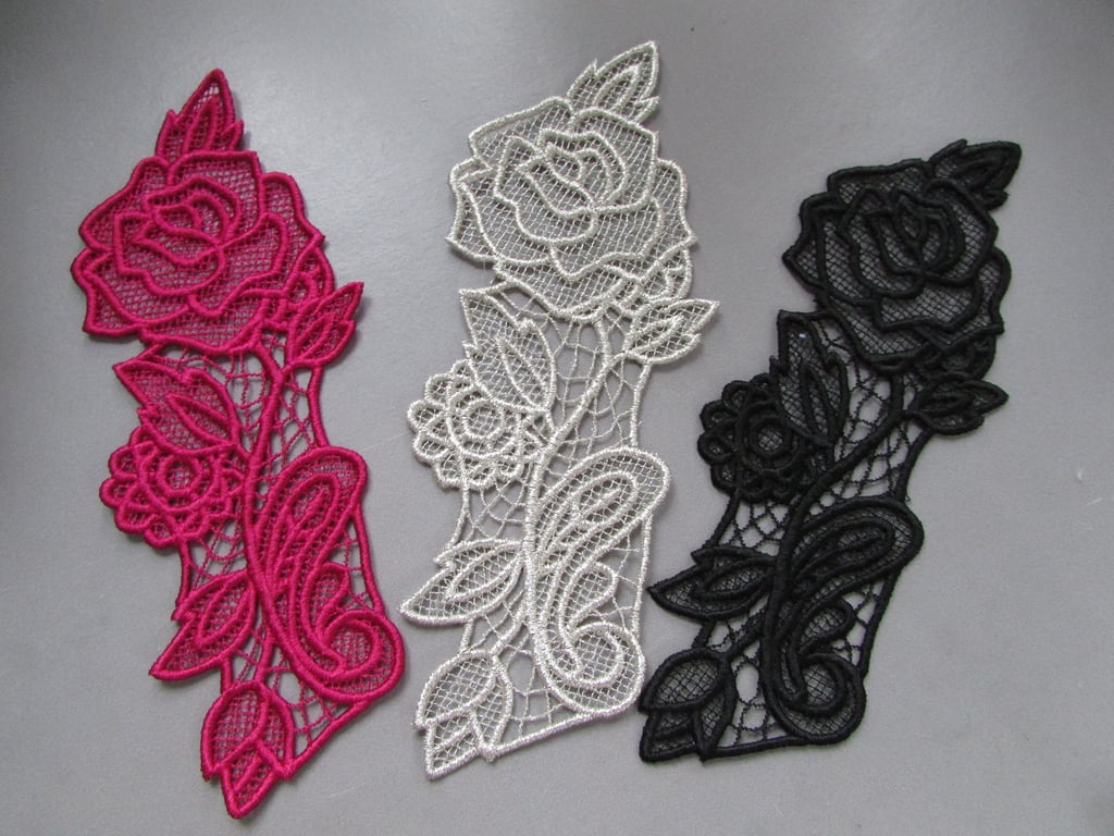 Embroidered Rose Lace Applique