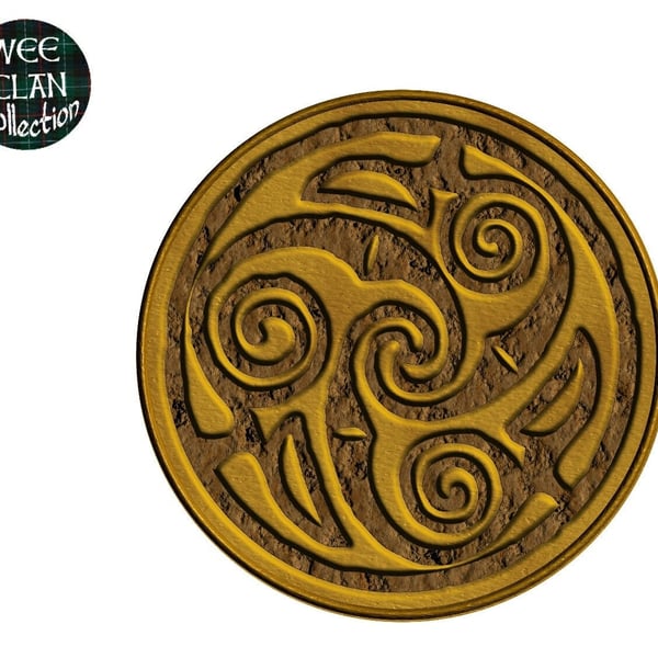 Celtic Inspired old gold tri wave knots on wood Vinyl Sticker for Phone, Laptop,