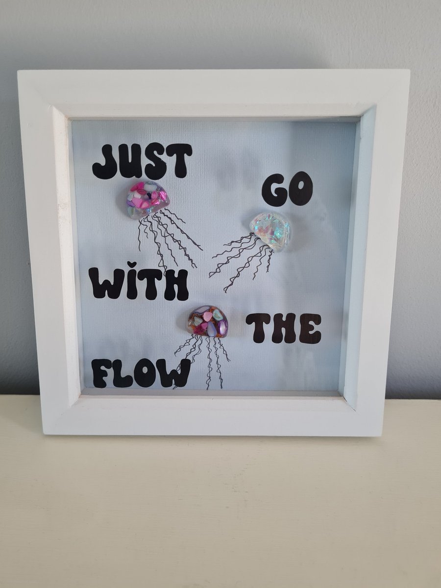 Resin jellyfish in box frame