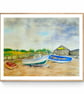 Boats On A Cornish Beach Watercolour Painting - Image 2