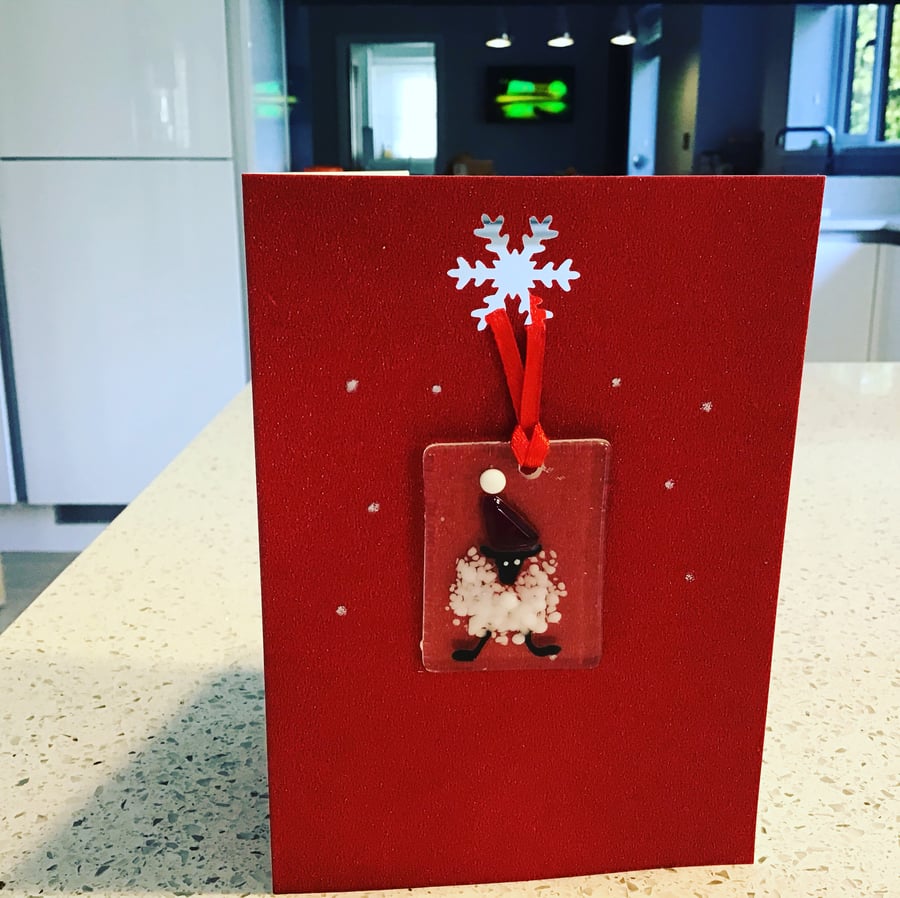  Christmas card with keepsake fused glass decoration 