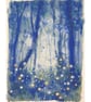 Firefly forest gouache and mixed media painting, landscape artwork - Image 2