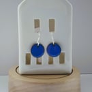 Round earrings in blue enamel on copper 279