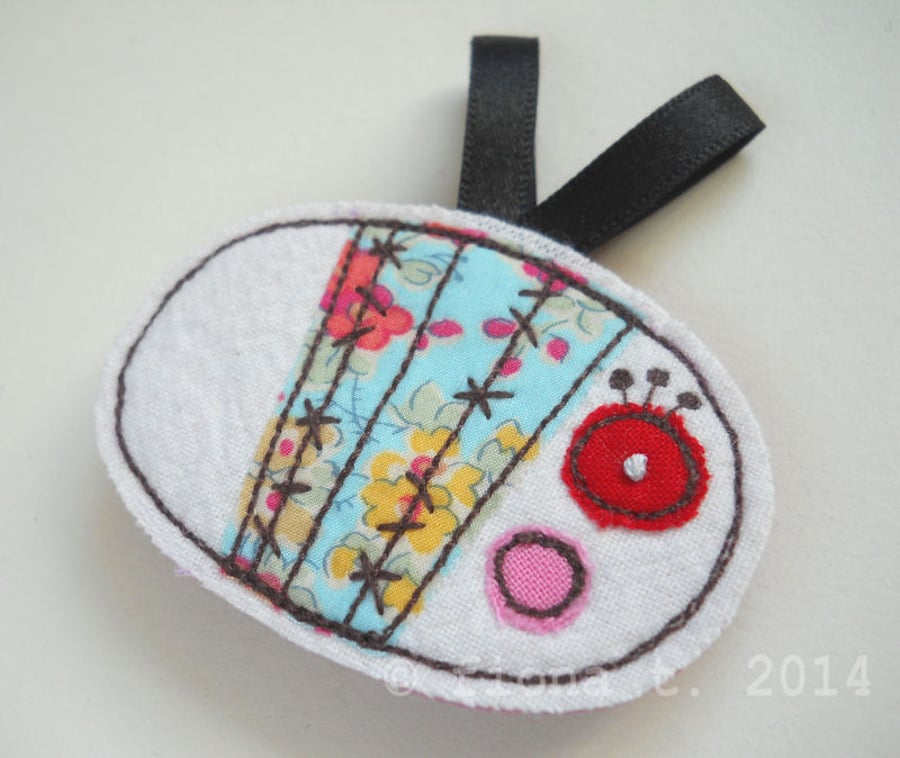 embroidered brooch - zombie bee