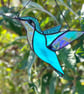 Stained Glass hummingbird in classic green and yellow colours