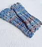 Blue and Grey Dragonscale Fingerless Gloves, Womens Wool Handwarmers - Image 1