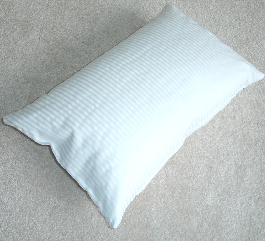 Tempur Travel Pillow Cover 16x10 White Ticking Stripe Pillowcase SMALL