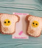 Felt Egg on Toast Pocket Hug and card,pocket buddy,comfort pocket pal. - Image 1