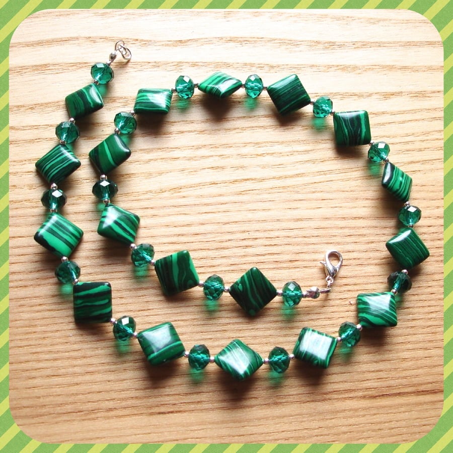 Green Diamond Bead Necklace
