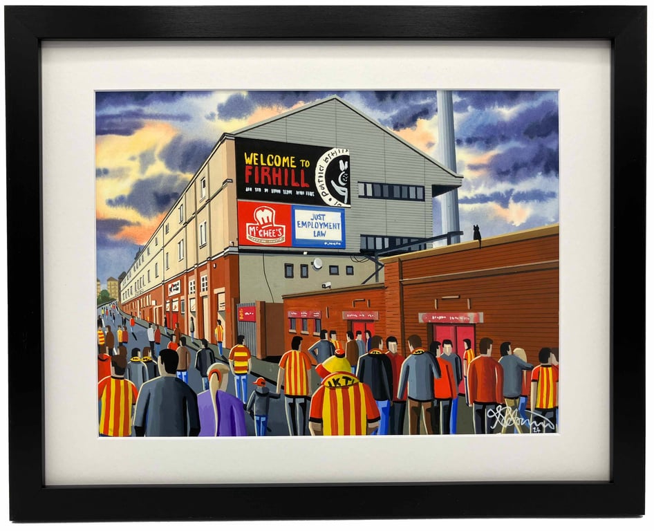 Partick Thistle, Firhill Stadium Framed, Football Art Print 14" x 11" Frame 