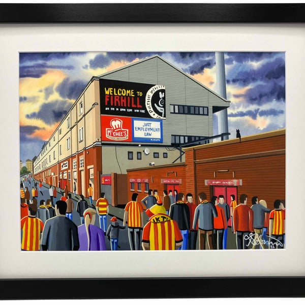 Partick Thistle, Firhill Stadium Framed, Football Art Print 14" x 11" Frame 
