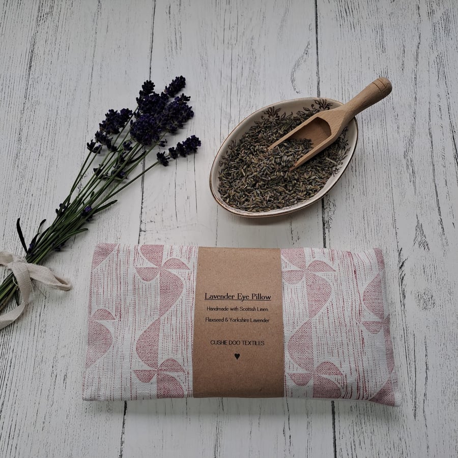 Hand Printed Linen Lavender Eye Pillow