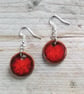Handmade Red Ceramic Earrings, Glazed Bristol Clay, Silver Hooks - Image 4