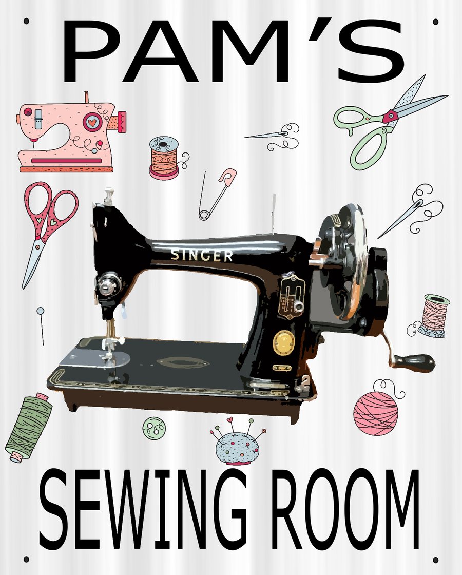 sewing room Aluminium Wall Hanging Sign crafts personalised craft